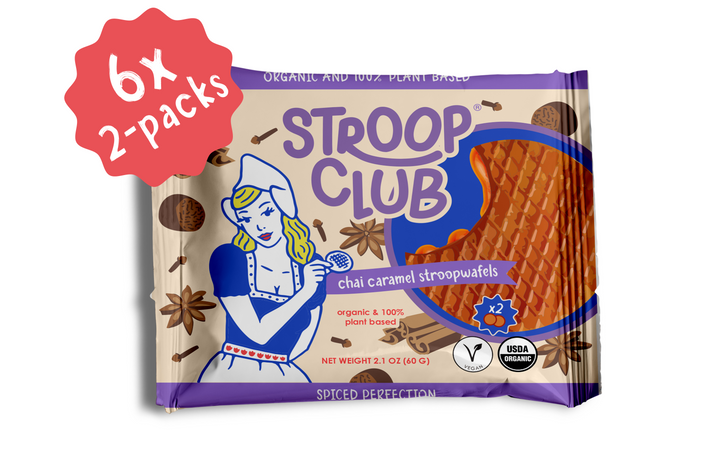 Stroop Club - Chai Caramel Plant Based and Organic Stroopwafels (6x 2-pack - 12 total)