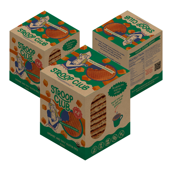 Stroop Club - **NON-VEGAN** Gluten Free Caramel Organic Stroopwafel 3x 8-pack (24 total)