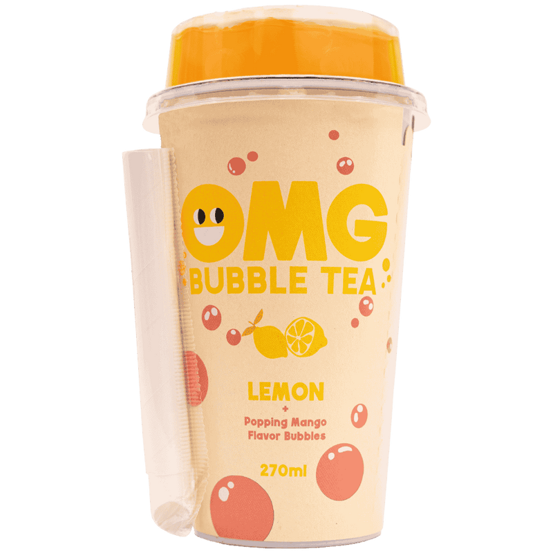 OMG Bubble Tea - Lemon Ice Tea with Popping Mango Bubbles